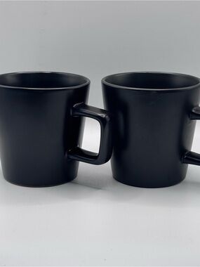 STONE + LAIN Matte Black Stoneware Coffee Mugs, Set Of 2